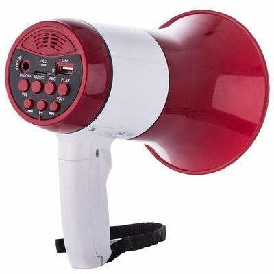 IC PLUS Handheld Megaphone PA Bullhorn - Built-in Siren - 20 Watt Adjustable Volume Control with Recorder USB and Memory Card Input for Announcing; Talk; Record; Play; Siren; Music with Battery and Charger Outdoor PA System(20 W)