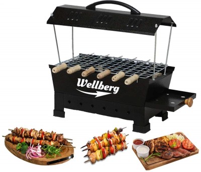 WELLBERG BarbecueBasketFoldableforRoastBBQPortableGrillingBasketwithWoodHandle Electric Grill