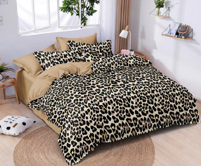 Laying Style Cotton Double King Sized Bedding Set(COFFY, Microfiber Havy Glace Cotton AC Comforter Set King Size Double Bed with 1 Flat bedsheet-90x100 inch and 2 Pillow Covers II 4 pc Bedding Set-Multi-Check Coffy)