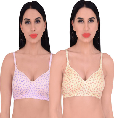 Embibo Women Full Coverage Lightly Padded Bra(Pink, Yellow)