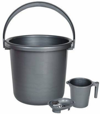 PRAGATI SALES Unbreakable Plastic Bucket (16L) with Mug(900ML) With Soap case 16 L Plastic Bucket(Grey)