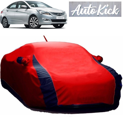 AutoKick Car Cover For Hyundai Fluidic Verna (With Mirror Pockets)(Red, Blue)