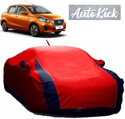 AutoKick Car Cover For Nissan Go (With Mirror Pockets)(Red, Blue)