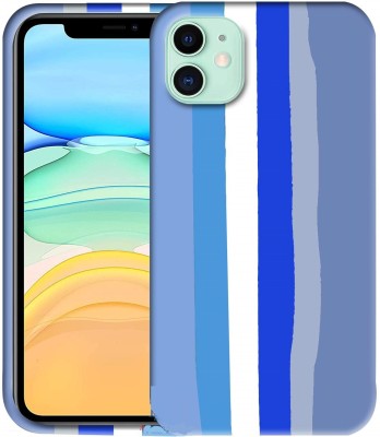 ELEF Back Cover for Apple iPhone 11 Ultra Slim Anti-Slip Liquid Soft Silicone Flexible Rainbow Pattern Case(Blue, Grip Case, Silicon, Pack of: 1)