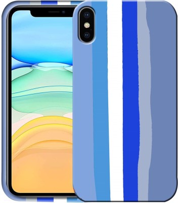 ELEF Back Cover for Apple iPhone Xs Max Ultra Slim Anti-Slip Liquid Soft Silicone Flexible Rainbow Pattern Case(Blue, Grip Case, Silicon, Pack of: 1)