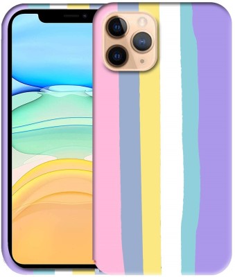 ELEF Back Cover for Apple iPhone 11 Pro Ultra Slim Anti-Slip Liquid Soft Silicone Flexible Rainbow Pattern Case(Pink, Grip Case, Silicon, Pack of: 1)