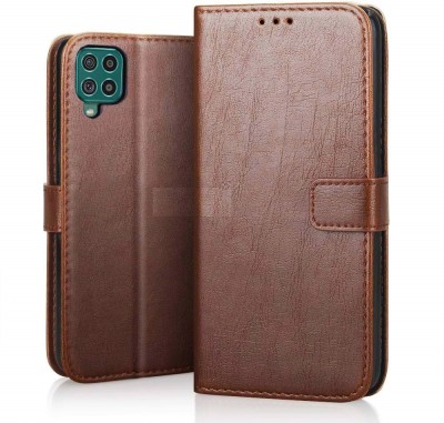 ELEF Flip Cover for Samsung Galaxy F62 Vintage Pure Leather Flip With Wallet and Stand Shock Proof(Brown, Dual Protection, Pack of: 1)