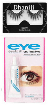 Dhaniji Pair of 1 Waterproof False Eyelashes with Adhesive Eyelash Glue (Pack of 2)(2 Items in the set)