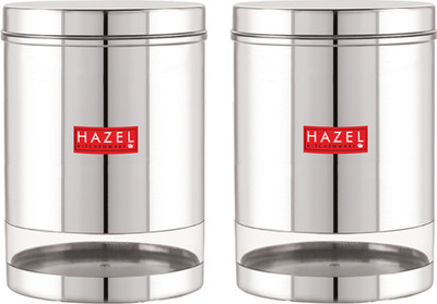 HAZEL Steel Grocery Container  - 3000 ml(Pack of 2, Silver)