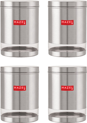 HAZEL Steel Grocery Container  - 3000 ml(Pack of 4, Silver)