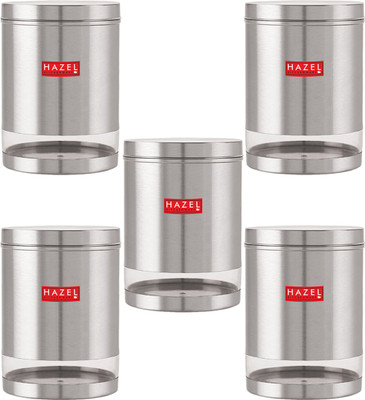HAZEL Steel Grocery Container  - 3000 ml(Pack of 5, Silver)