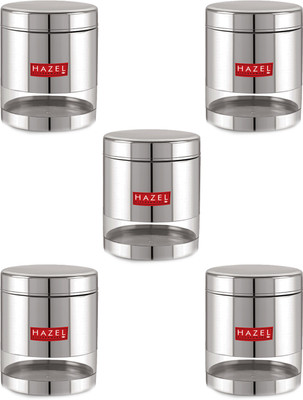 HAZEL Steel Grocery Container  - 1000 ml(Pack of 5, Silver)