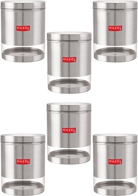 HAZEL Steel Grocery Container  - 2200 ml(Pack of 6, Silver)