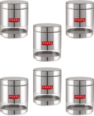 HAZEL Steel Grocery Container  - 1000 ml(Pack of 6, Silver)