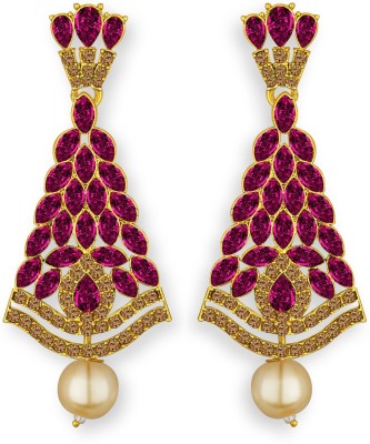 SPARGZ Fancy Gold Plated Synthetic Stone Dangle Diamond Alloy Drops & Danglers
