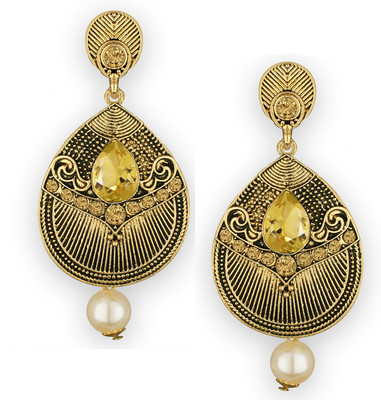 SPARGZ Excellent Antique Gold Plated Synthetic Stone Dangle Diamond Alloy Drops & Danglers