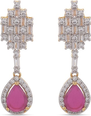 TISTABENE Designer Baguettes and Colored Stones Two Tone Plated Dangler Earring Alloy Earring Set