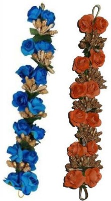 SP blue and orange paper Hair Gajra, Flower Juda Gajra Bun Clip(Orange)