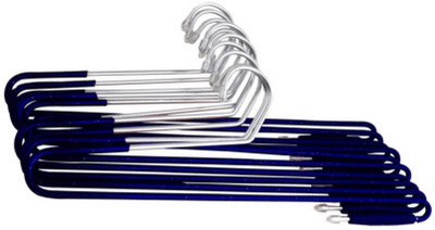 Flipkart SmartBuy Premium Non-Slip Stainless Steel Saree hanger with lower band lock - for Sarees, Trousers, Stoles, Scarfs Steel Saree Pack of 10 Hangers For  Saree(Blue, Silver)
