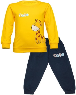 CATCUB Boys & Girls Casual T-shirt Pant(Yellow)