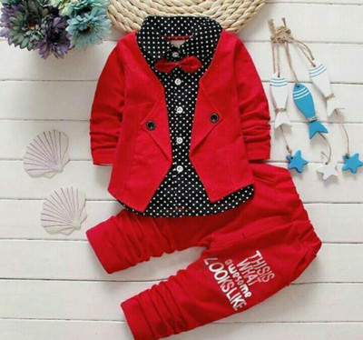 Bluestar Enterprise Baby Boys & Baby Girls Party(Festive) Shirt Bow Tie, Trouser(RED)