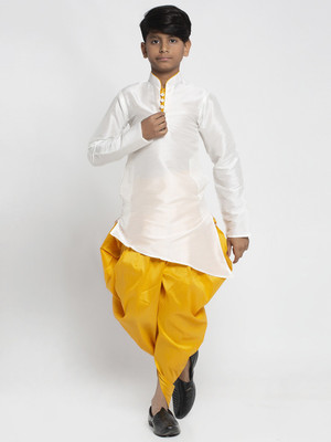 kaifoo Boys Festive & Party Dhoti & Kurta Set(White Pack of 1)