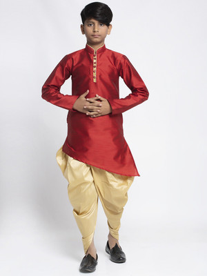 kaifoo Boys Festive & Party Dhoti & Kurta Set(Red Pack of 1)