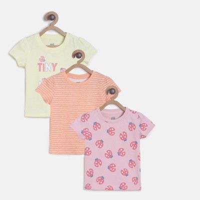 MINI KLUB Baby Girls Pure Cotton Top(Multicolor, Pack of 3)