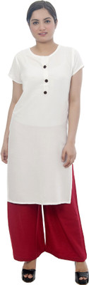 club fashion Women Solid Straight Kurta(White)