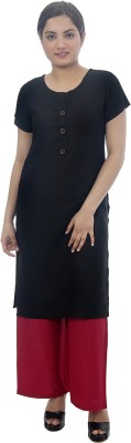 club fashion Women Solid Straight Kurta(Black)