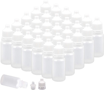 HOMEOTRADE 10 ML Plastic Squeezable Liquid Bottle Dropper with Cap (Pack of 50) 10 ml Bottle (Pack of 50, White, Plastic) Laboratory Dropper Bottle(Plastic 10 ml Pack of50)