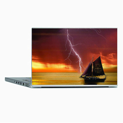 Galaxsia Boat in Storm Laptop Skin vinyl Laptop Skin Compatible for 14 inch(Theme: Nature)