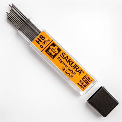 Sakura Mechanical Pencil Leads Polymer 0.9 HB PACK OF 2 Lead Pointer