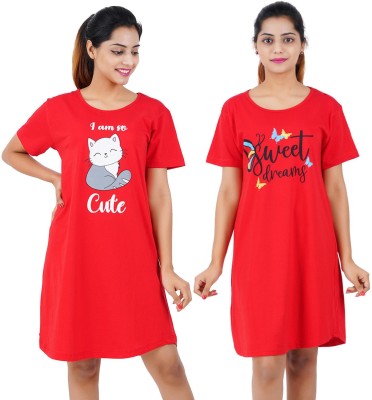 Buy That Trendz Women Nightshirts(Red, Red)