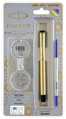 PARKER VECTOR GOLD ROLLER BALL PEN WITH KEY CHAIN Ball Pen(Ink Color - Black)
