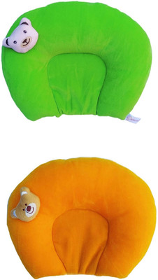 Mega Style Mustard Seeds, Polyester Fibre Baby Pillow Pack of 2 Solid(Green, Yellow)