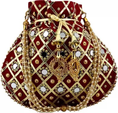 ACCESSORIZEME BH MAROON MIRROR MATKA POTLI Potli