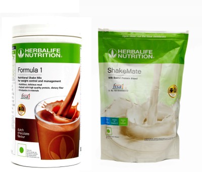 Herbalife Nutrition Formula 1 Nutritional Shake Mix Chocolate 500 gm With ShakeMate 500 gm Plant-Based Protein(500 g, 500 g, chocolate, Unflavored)