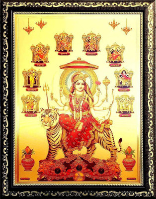 ADA Handicraft Goddess Maa Durga Photo for Pooja | Hindu Bhagwan Devi Devta Photo | God Photo Frames | Wall Decor Photo Frame Religious Frame