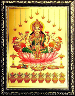 ADA Handicraft Goddess Laxmi Photo for Pooja | Hindu Bhagwan Devi Devta Photo | God Photo Frames | Wall Decor Photo Frame Religious Frame