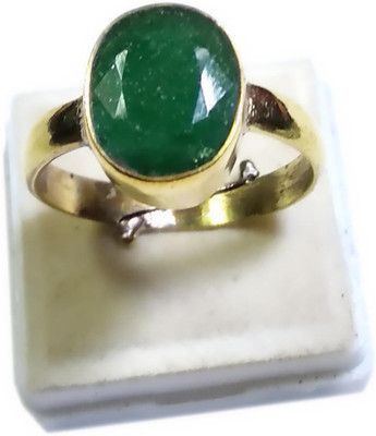 PRIYANSHU NAVRATN Natural Certified Emerald Panna Ring 5.25 - 6.25 Ratti Panchdhatu Gold Plated Adjustable Original Ring For Men and Women Alloy Emerald Gold Plated Ring