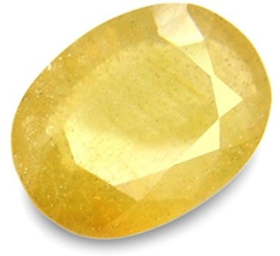TEJVIJ AND SONS 8.25 Ratti Pitambari Neelam Yellow Sapphire Certified Crystal Cat's Eye Ring