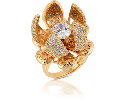 memoir Brass Cubic Zirconia Gold Plated Ring