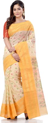 Desh Bidesh Self Design Handloom Pure Cotton Saree(Yellow)