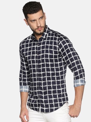 Showoff Men Checkered Casual Dark Blue Shirt