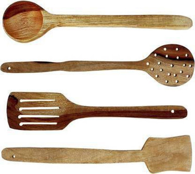 craftssrw SRW196 CRAFTSSRW SPOON SET OF 4 PIECES Wooden Serving Spoon Set(Pack of 4)