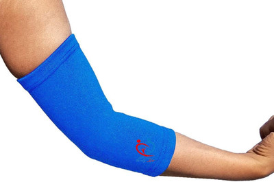Family Line Compression Elbow Support -(1 Pair) (Blue, Large (11.8-13.8) inches) Elbow Support