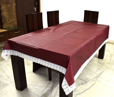 Dakshya Industries Checkered 6 Seater Table Cover(Maroon, PVC (Polyvinyl Chloride))