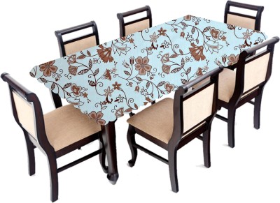 AAVYA UNIQUE FASHION Floral 6 Seater Table Cover(White,Brown, PVC)