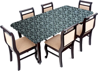 AAVYA UNIQUE FASHION Floral 6 Seater Table Cover(Grey,Silver, PVC)